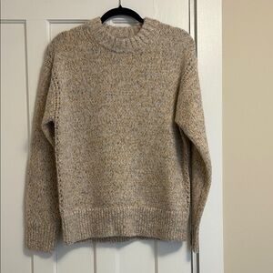 J.Crew Marled Gray and Tan Knit Crewneck Sweater